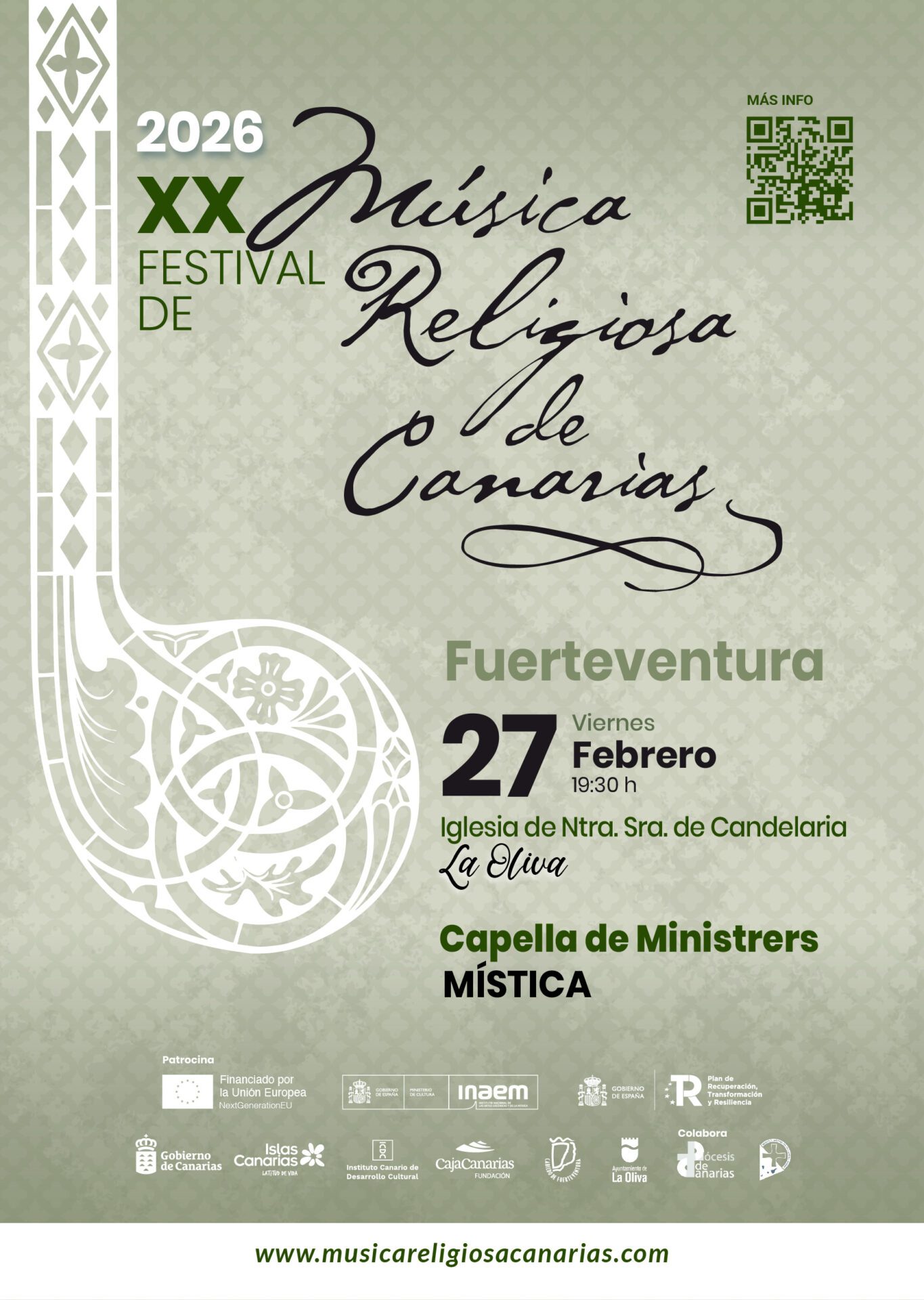 El XX Festival de Música Religiosa de Canarias presenta a Capella de Ministrers en La Oliva
